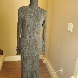 Zara silver knit shimmery floor length gown